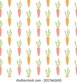 Seamless pattern with carrots on a white background.