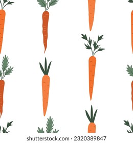 Patrón sin soldadura con zanahorias sobre fondo blanco