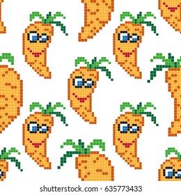 Seamless pattern with carrots on white background. Vector illustration