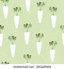 Seamless pattern with carrots. Pastel cute print. Vector hand drawn illustration.