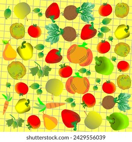 seamless pattern with carrots, peppers, pumpkin and turnips
