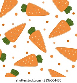 Seamless pattern with carrots. Print with a vegetable for proper vegan food. Vector graphics.