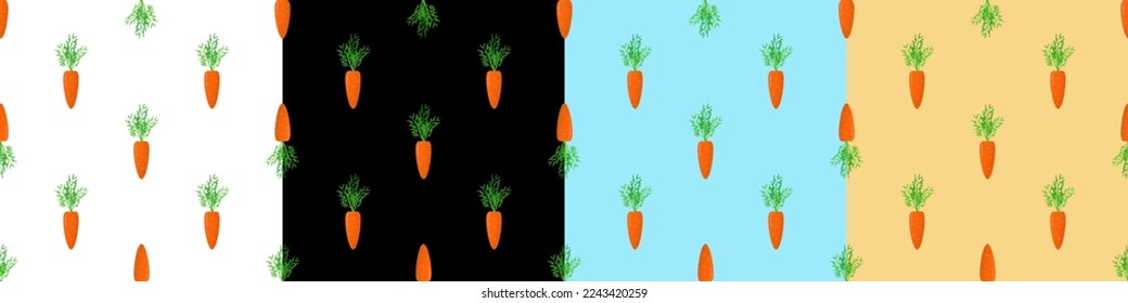 Seamless pattern with carrots .Set  Cute textile pattern