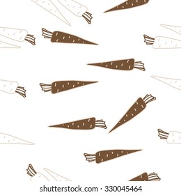 Seamless    pattern  of  carrots,  spots, hole. Hand drawn.