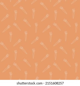 Seamless pattern with carrots in the style of line art. vector illustration