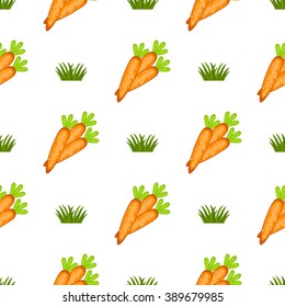 Seamless pattern with a lot of carrots vector Illustration. Seamless pattern with carrot.Easter seamless pattern with a lot of carrots. Happy Easter Egg Hunt Spring carrots with happy easter symbols.