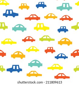 Seamless pattern with cars funny design 