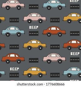 Patrón ininterrumpido colorido con coches