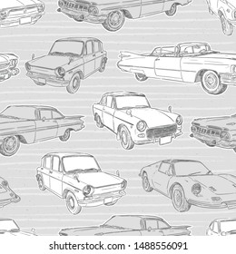 Seamless pattern with cars. Retro car. Vector illustration. - Vector