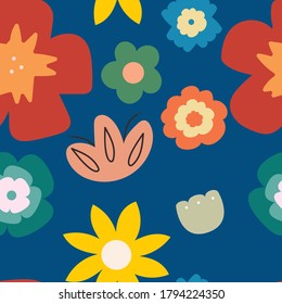 Seamless pattern carton with cute little flower. for fabric print, textile, gift wrapping paper