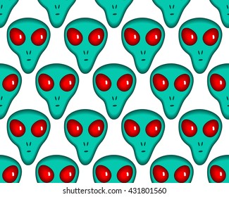 Seamless pattern of the cartoon abstract aliens