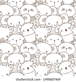 Seamless Pattern of Cartoon Animal Illustration Design