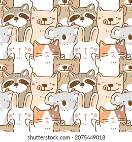 Seamless Pattern of Cartoon Animal Illustration Design