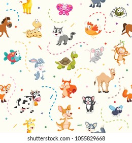 Seamless Pattern Of Cartoon Animals