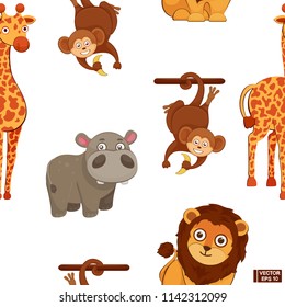 Seamless pattern with cartoon animals.