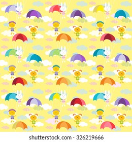 Seamless pattern with cartoon animals