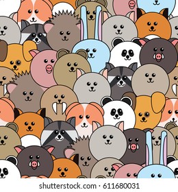 Seamless pattern with cartoon animals