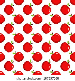 Seamless pattern with cartoon apples - vector 