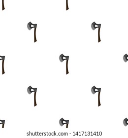 Seamless pattern with cartoon axes on white background. Carpentry service. Medieval axe. Vector illustration for design, web, wrapping paper, fabric, wallpaper.