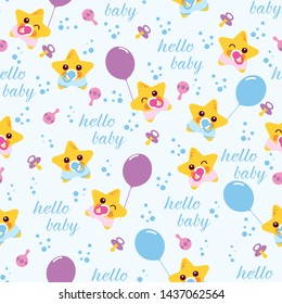 Seamless Pattern Cartoon Baby Starfish design for background, wallpaper, clothing, wrapping paper, fabric