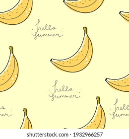 Patrón inmaculado con bananas de dibujos animados, elementos decorativos. estilo plano vectorial. dibujo a mano. diseño para tela, textil, impresión, envoltura