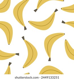 Seamless pattern with cartoon bananas, decor elements. vector flat style. hand drawing. design for fabric, textile, print, wrapper