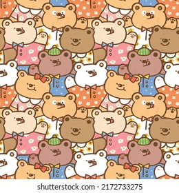 Seamless Pattern of Cartoon Bear Character Illustration Design