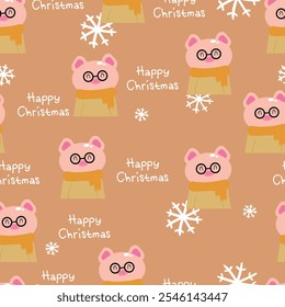 Oso inconsútil de la historieta del modelo con las cosas de la Navidad y del invierno Fondo de pantalla lindo de la Navidad y del invierno para la impresión de la tela, papel del abrigo del regalo