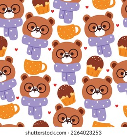 oso de dibujos animados sin costura. ilustración de papel tapiz para regalo