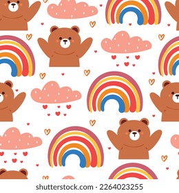 seamless pattern cartoon bear. cute animal wallpaper illustration for gift wrap paper
