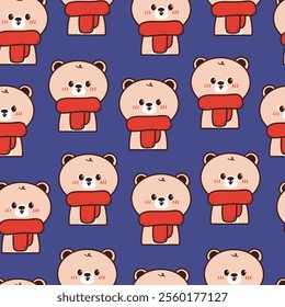 seamless pattern cartoon bear. cute winter wallpaper for fabric print, gift wrap paper