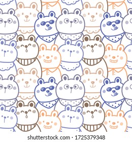 Seamless Pattern of Cartoon Bear Illustration