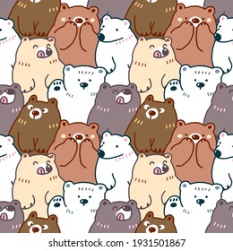 Seamless Pattern of Cartoon Bear Illustration Design