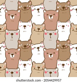 Patrón sin inconvenientes con diseño de ilustración del oso de caricatura