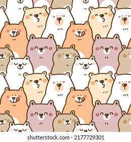 Seamless Pattern of Cartoon Bear Illustration Design