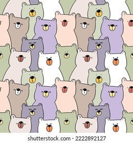 Seamless Pattern of Cartoon Bear Illustration Design