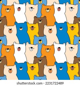 Seamless Pattern of Cartoon Bear Illustration Design