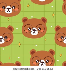 patrón sin costuras oso de dibujos animados que lleva gafas. ilustración de Fondo de pantalla animal lindo para papel envuelto de regalo