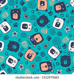 Seamless pattern with cartoon bears.