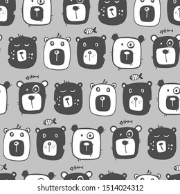 Seamless pattern with cartoon bears.
