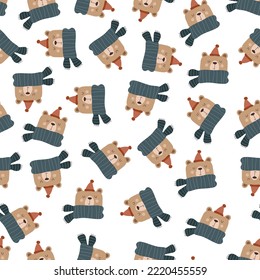 Seamless pattern with cartoon bears. Colorful vector flat for kids. hand drawing. baby design for fabric, print, wrapper, textile