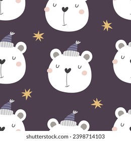 Seamless pattern with cartoon bears. Colorful vector flat for kids. hand drawing. baby design for fabric, print, wrapper, textile
