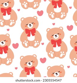 seamless pattern cartoon bears. cute animal wallpaper illustration for gift wrap paper