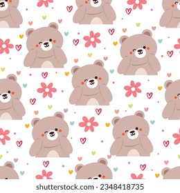 seamless pattern cartoon bears. cute animal wallpaper illustration for gift wrap paper