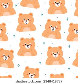 seamless pattern cartoon bears. cute animal wallpaper illustration for gift wrap paper