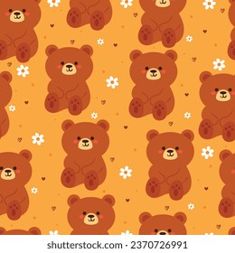 seamless pattern cartoon bears. cute animal wallpaper illustration for gift wrap paper