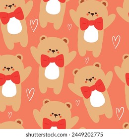 seamless pattern cartoon bears. cute animal wallpaper illustration for gift wrap paper