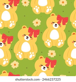 seamless pattern cartoon bears. cute animal wallpaper illustration for gift wrap paper
