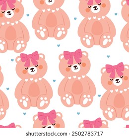 Osos de dibujos animados de patrón sin costuras. linda ilustración de Fondo de pantalla animal para papel de regalo