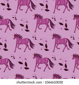 seamless pattern with a cartoon beautiful unicorn